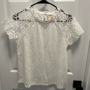 White Lace Sleeve Women's Top
